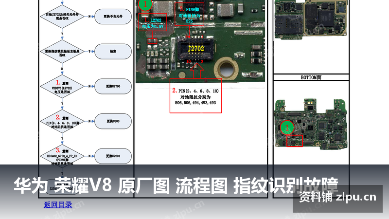 华为 荣耀V8 原厂图 流程图 指纹识别故障-资料铺