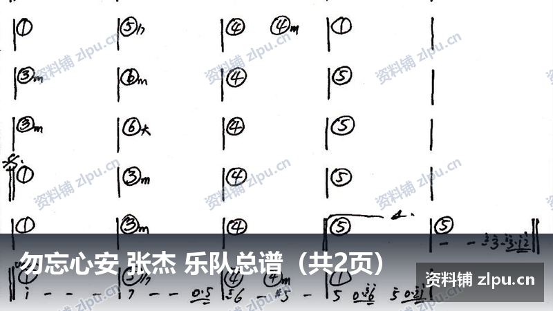 勿忘心安 张杰 乐队总谱（共2页）-资料铺
