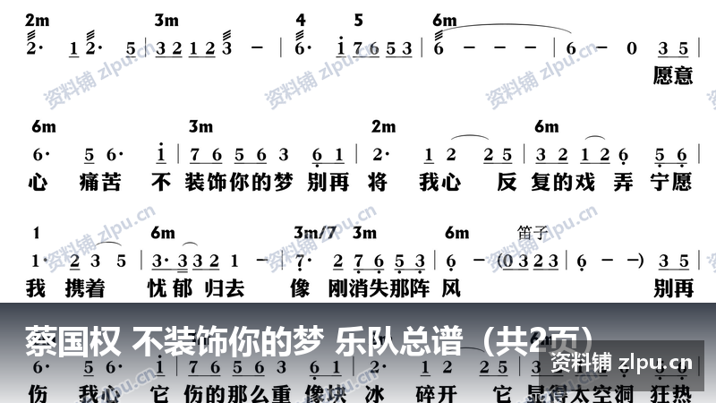 蔡国权 不装饰你的梦 乐队总谱（共2页）-资料铺