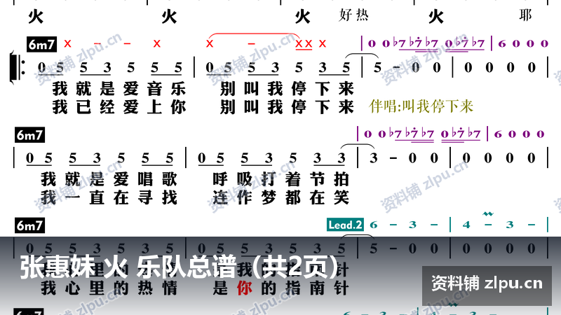 张惠妹 火 乐队总谱(共2页)-资料铺