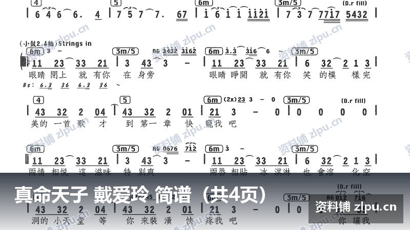 真命天子 戴爱玲 简谱（共4页）-资料铺