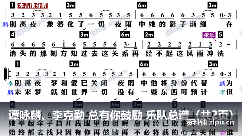 谭咏麟、李克勤 总有你鼓励 乐队总谱（共2页）-资料铺