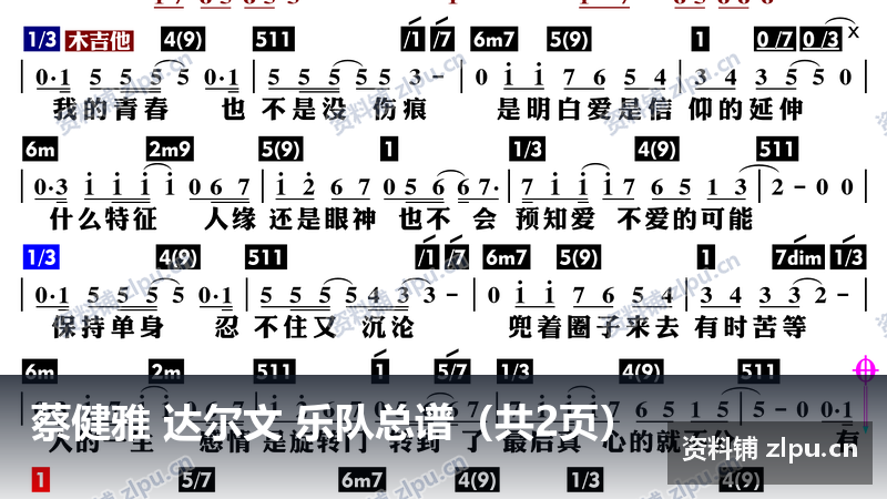蔡健雅 达尔文 乐队总谱(共2页)-资料铺