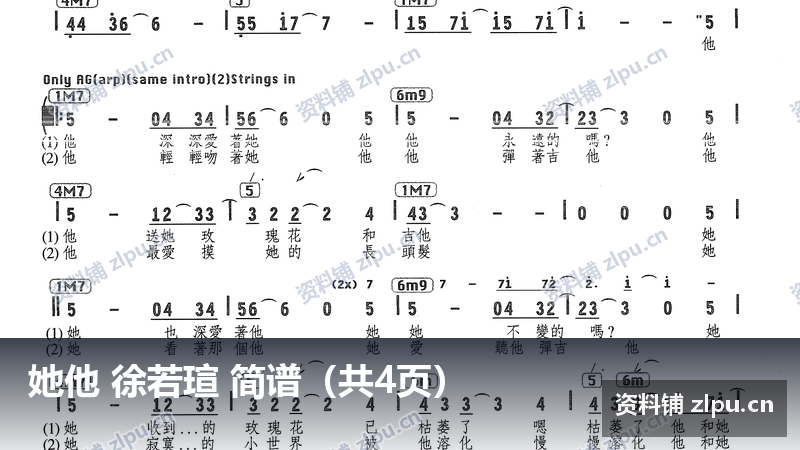 她他 徐若瑄 简谱（共4页）-资料铺