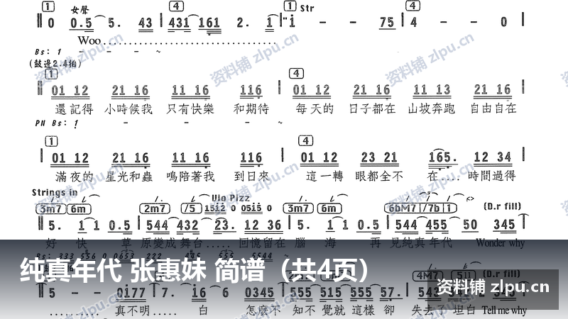 纯真年代 张惠妹 简谱(共4页)-资料铺