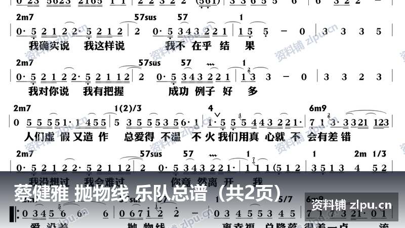 蔡健雅 抛物线 乐队总谱(共2页)-资料铺