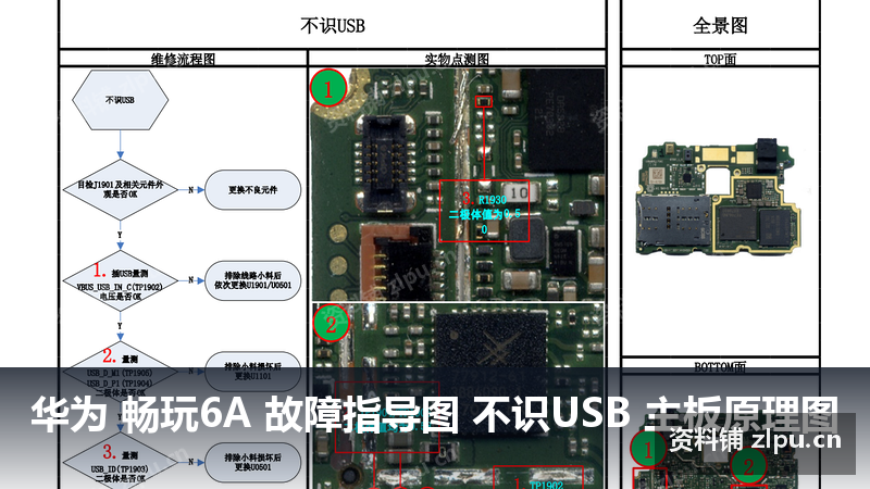 华为 畅玩6A 故障指导图 不识USB 主板原理图-资料铺