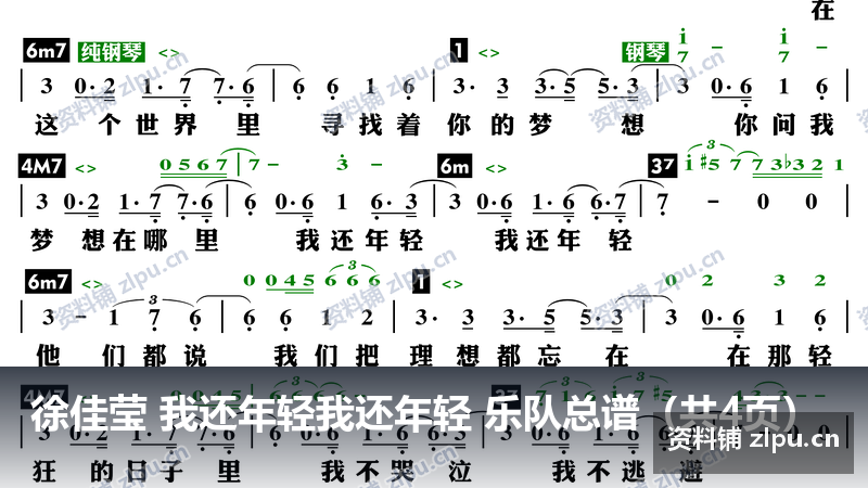 徐佳莹 我还年轻我还年轻 乐队总谱(共4页)-资料铺