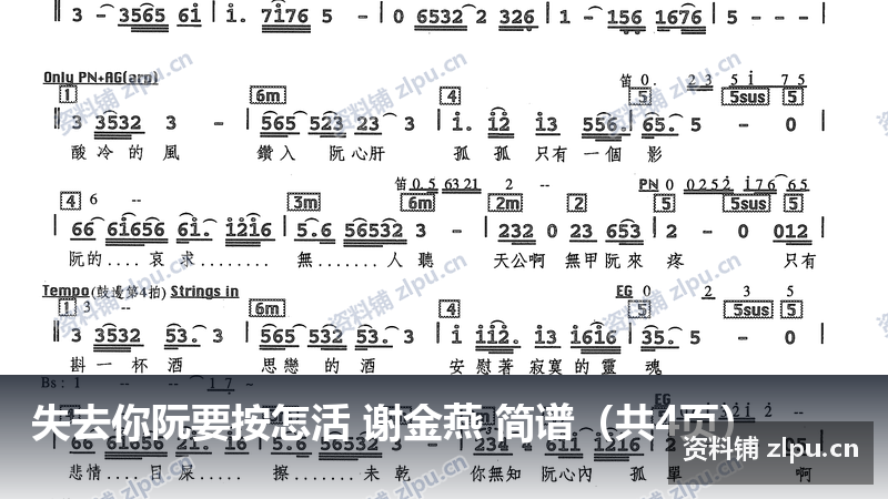 失去你阮要按怎活 谢金燕 简谱(共4页)-资料铺