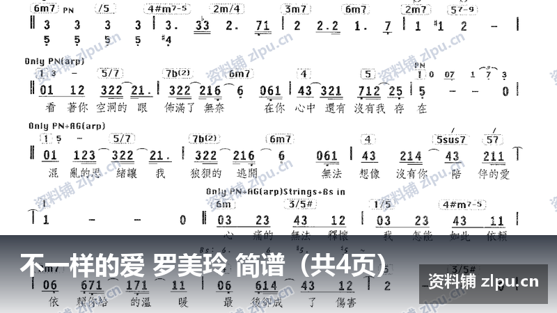 不一样的爱 罗美玲 简谱（共4页）-资料铺