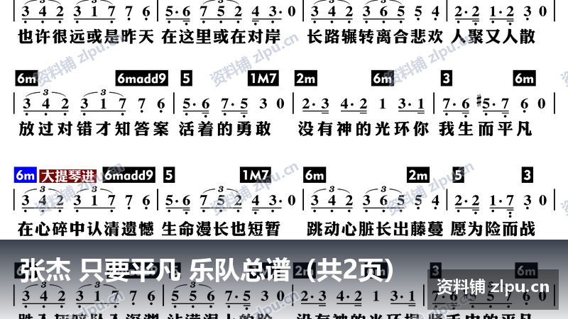 张杰 只要平凡 乐队总谱（共2页）-资料铺
