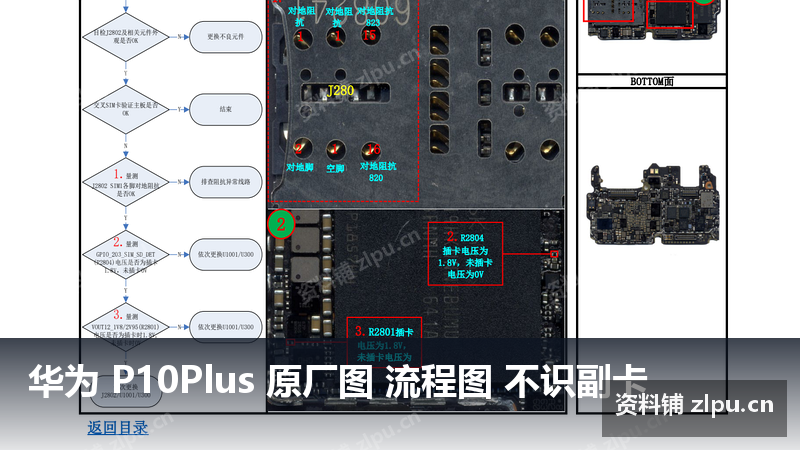 华为 P10Plus 原厂图 流程图 不识副卡-资料铺