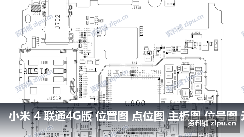 小米 4 联通4G版 位置图 点位图 主板图 位号图 元件分布图B面插图 小米 4 联通4G版 位置图 点位图 主板图 位号图 元件分布图B面