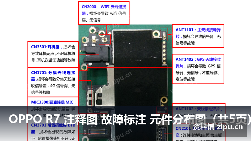 OPPO R7 注释图 故障标注 元件分布图(共5页)-资料铺