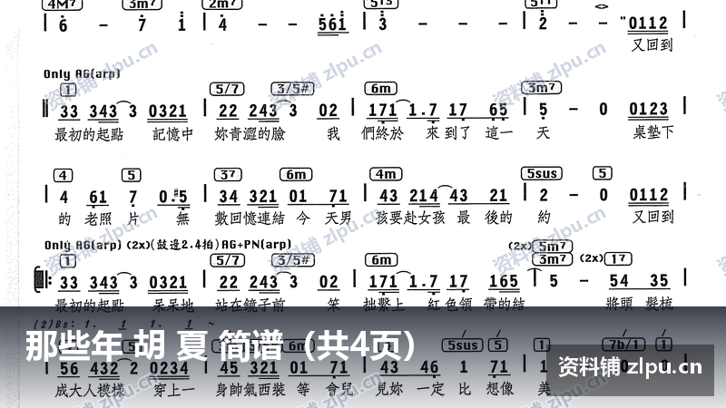 那些年 胡 夏 简谱（共4页）-资料铺