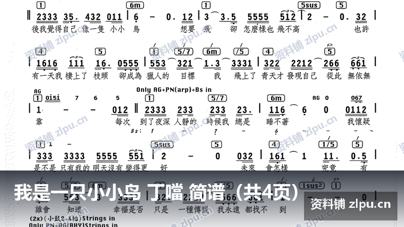 我是一只小小鸟 丁噹 简谱（共4页）-资料铺