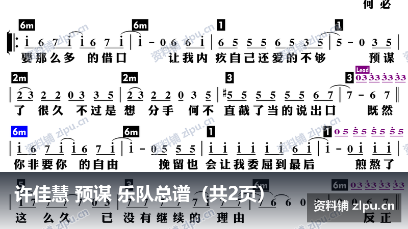 许佳慧 预谋 乐队总谱（共2页）-资料铺