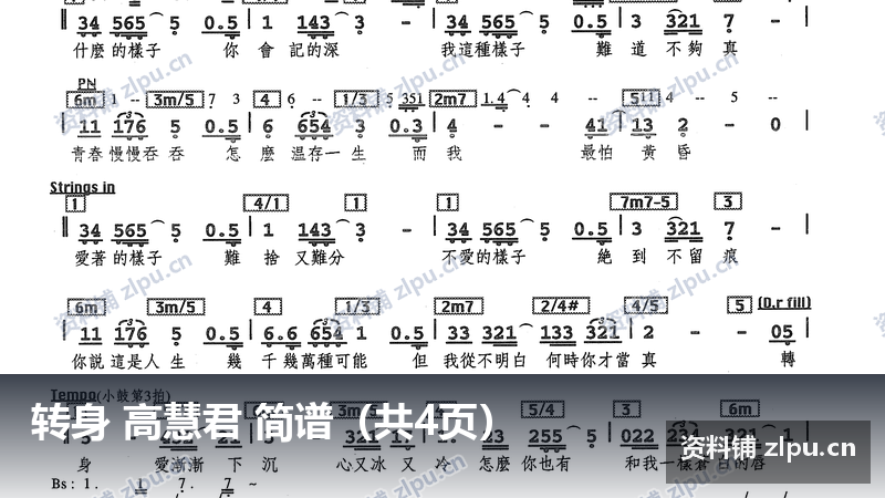 转身 高慧君 简谱（共4页）-资料铺