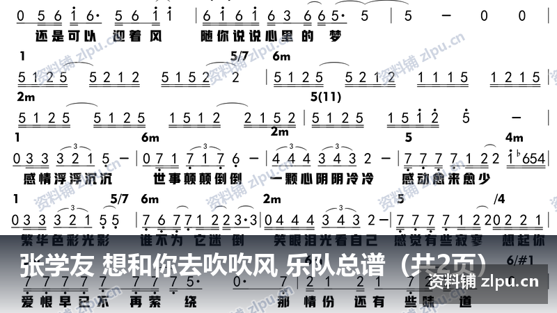张学友 想和你去吹吹风 乐队总谱(共2页)-资料铺