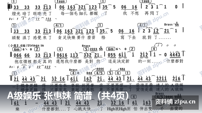 A级娱乐 张惠妹 简谱（共4页）-资料铺