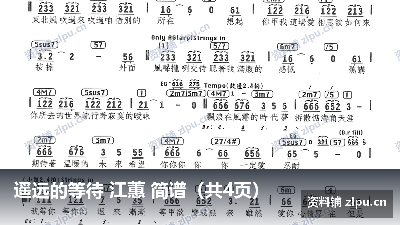遥远的等待 江蕙 简谱（共4页）-资料铺