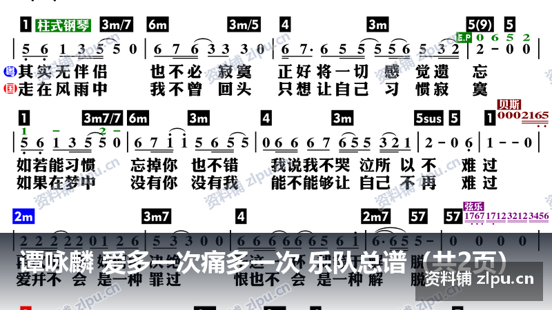 谭咏麟 爱多一次痛多一次 乐队总谱（共2页）-资料铺