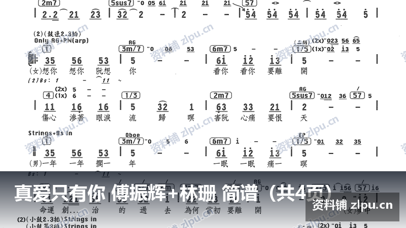 真爱只有你 傅振辉+林珊 简谱（共4页）-资料铺