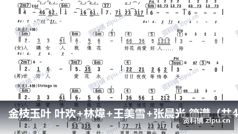 金枝玉叶 叶欢+林煒+王美雪+张晨光 简谱（共4页）-资料铺
