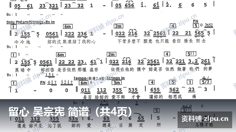 留心 吴宗宪 简谱(共4页)-资料铺