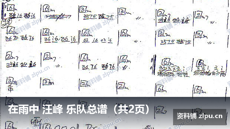 在雨中 汪峰 乐队总谱(共2页)插图 在雨中 汪峰 乐队总谱(共2页)