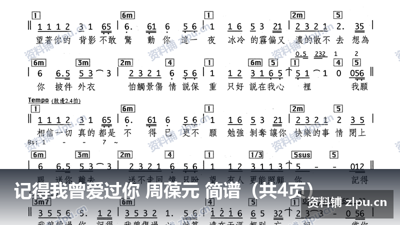 记得我曾爱过你 周葆元 简谱（共4页）-资料铺