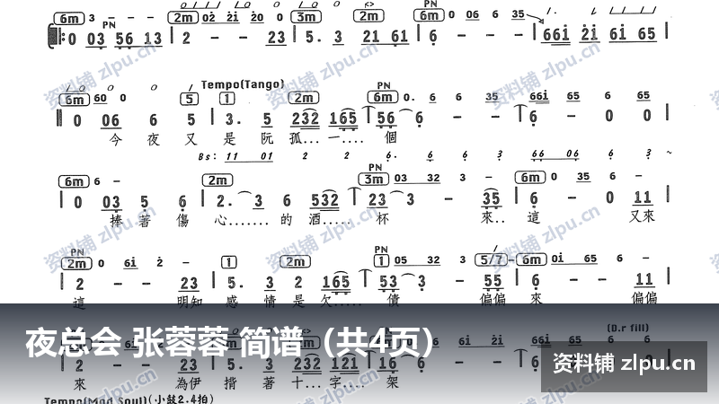夜总会 张蓉蓉 简谱（共4页）-资料铺