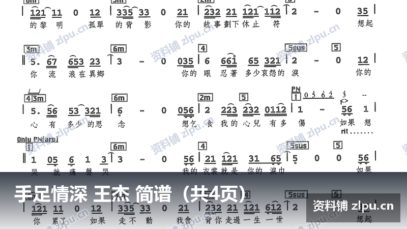 手足情深 王杰 简谱（共4页）-资料铺