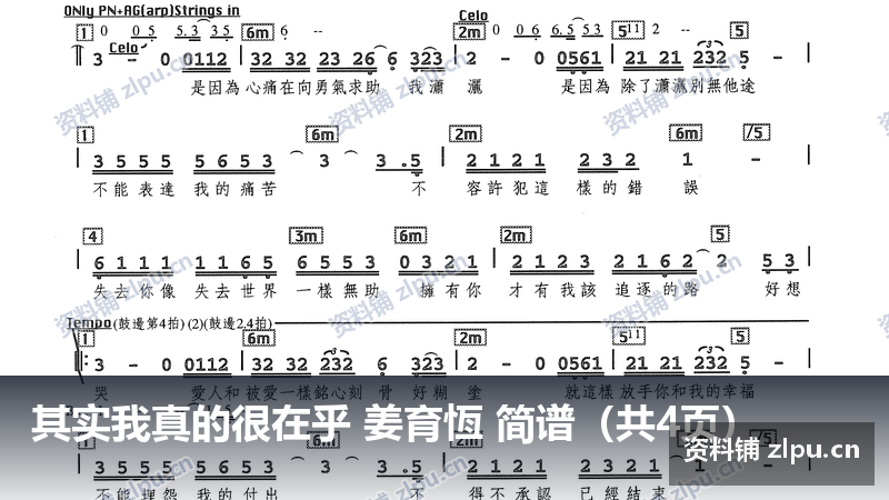 其实我真的很在乎 姜育恆 简谱（共4页）-资料铺
