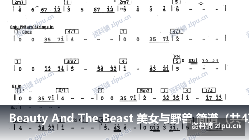 Beauty And The Beast 美女与野兽 简谱（共4页）-资料铺