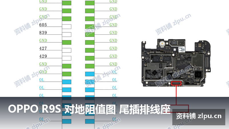 OPPO R9S 对地阻值图 尾插排线座-资料铺