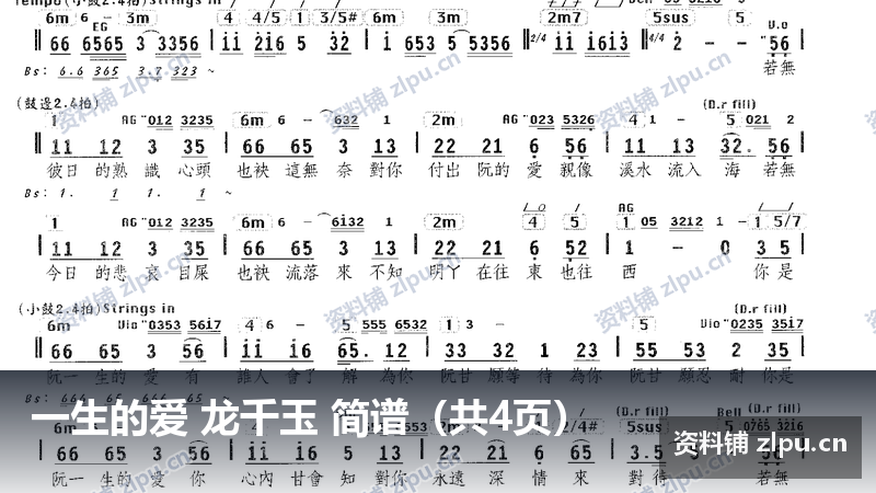 一生的爱 龙千玉 简谱（共4页）-资料铺