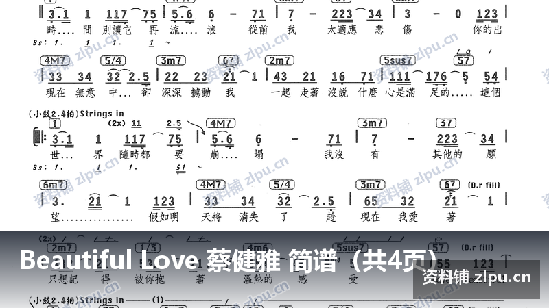 Beautiful Love 蔡健雅 简谱（共4页）-资料铺