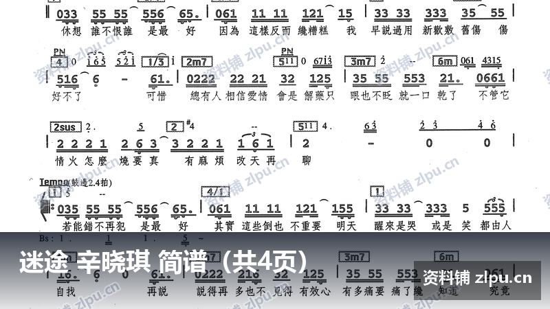 迷途 辛晓琪 简谱（共4页）-资料铺