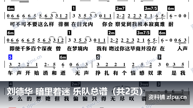 刘德华 暗里着迷 乐队总谱（共2页）-资料铺