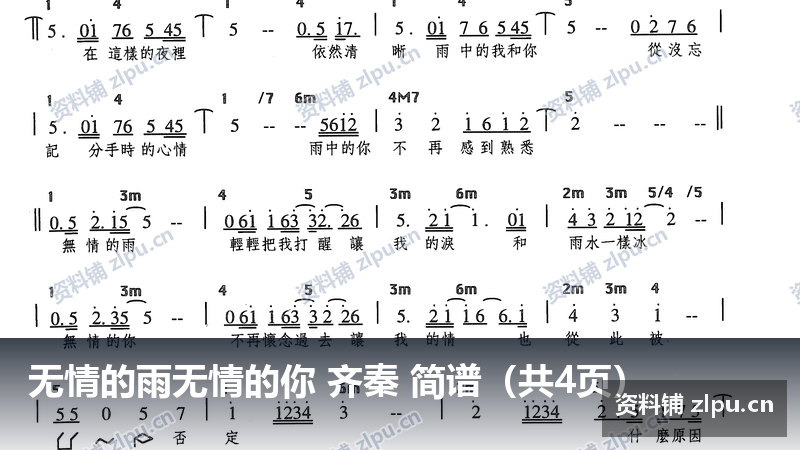 无情的雨无情的你 齐秦 简谱（共4页）-资料铺