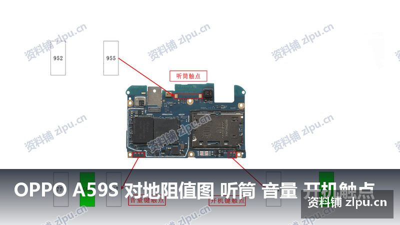 OPPO A59S 对地阻值图 听筒 音量 开机触点插图 OPPO A59S 对地阻值图 听筒 音量 开机触点