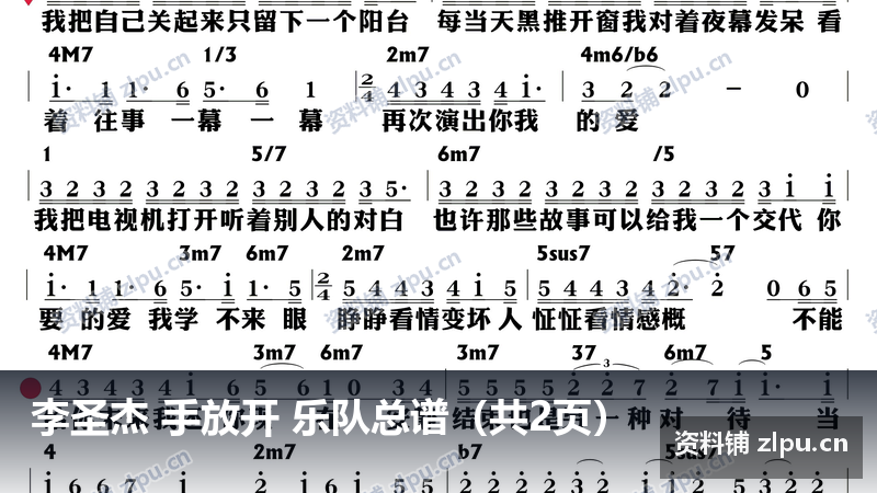 李圣杰 手放开 乐队总谱（共2页）-资料铺