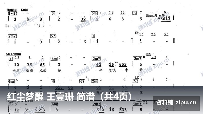 红尘梦醒 王壹珊 简谱（共4页）-资料铺