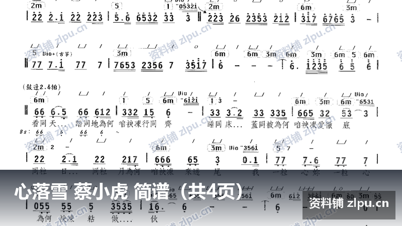 心落雪 蔡小虎 简谱（共4页）-资料铺
