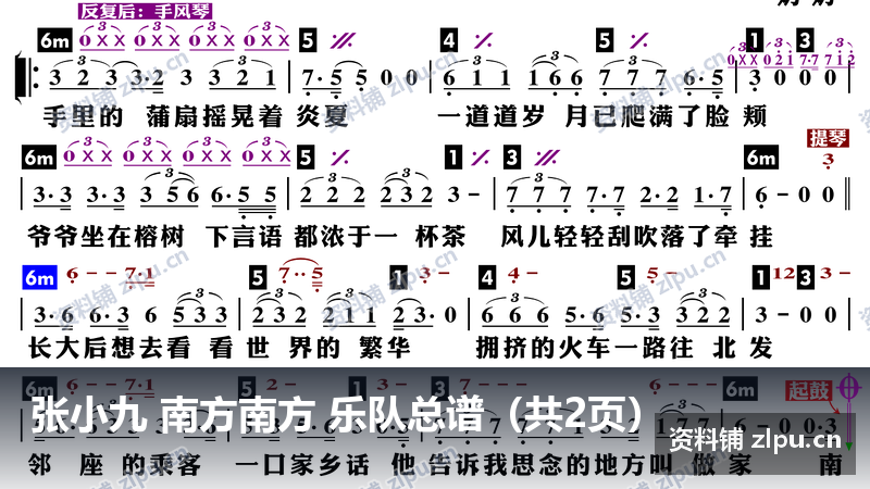 张小九 南方南方 乐队总谱（共2页）-资料铺
