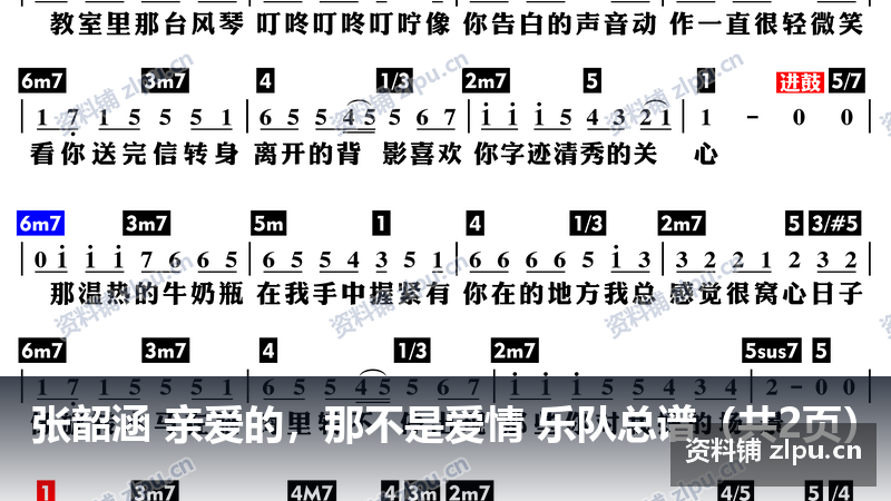 张韶涵 亲爱的，那不是爱情 乐队总谱（共2页）-资料铺