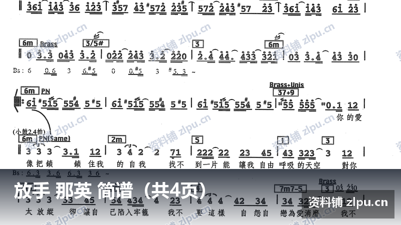 放手 那英 简谱（共4页）-资料铺