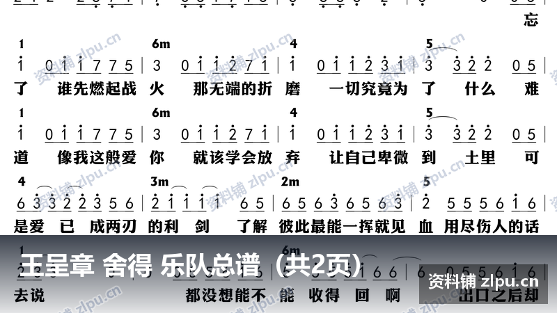 王呈章 舍得 乐队总谱（共2页）-资料铺