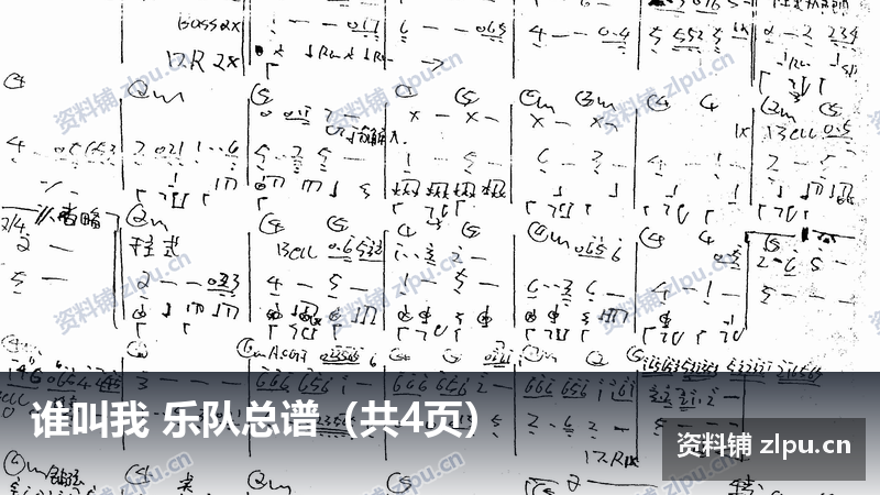 谁叫我 乐队总谱（共4页）-资料铺